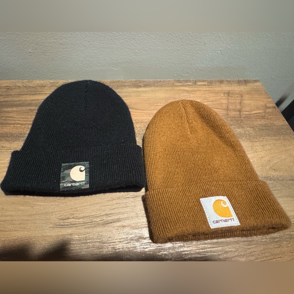 Carhartt Black and Brown Infant Knit Beanies - Duo Pack